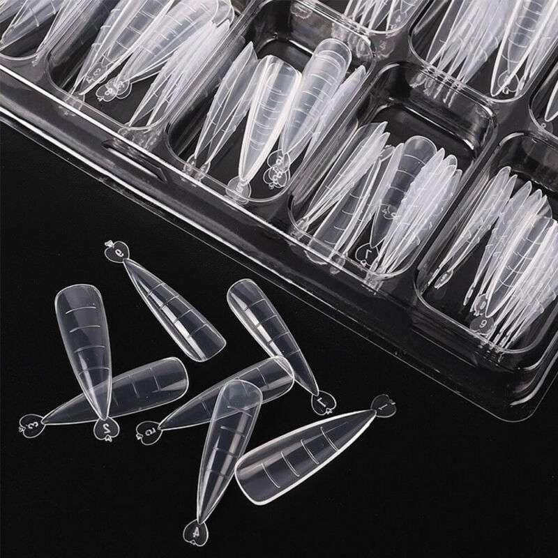 Fake Nails Clear Full Cover System Gel 100Pcs Nails Tips Mold Dual Forms