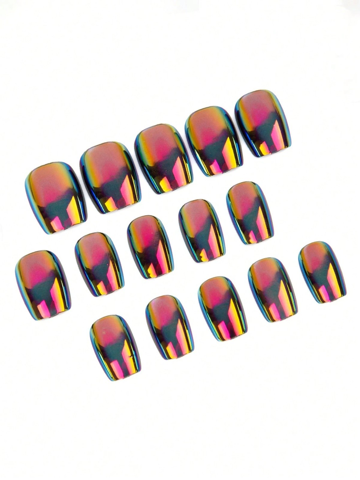 Chameleon Chrome Press On Nails Iridescent Holographic Fake Nails