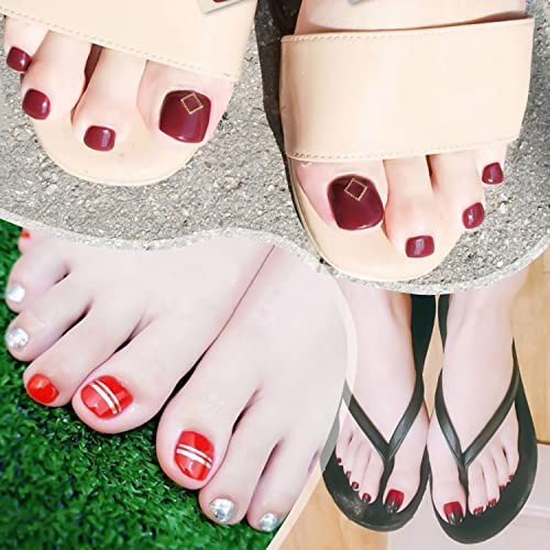 440 Pieces 20 Sheets Solid Color Toe Nail Wraps Toe Nail Polish Strips Red