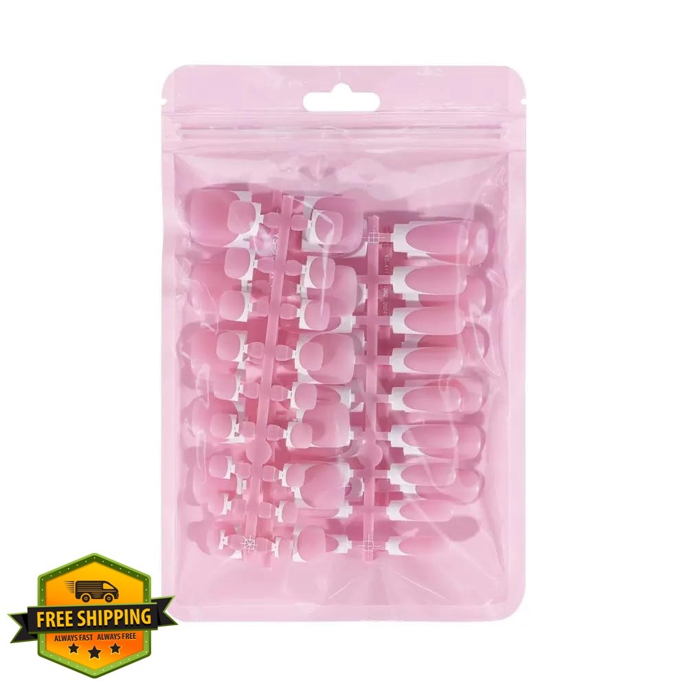 NHIXK Medium French Tip Press on Nails White Square