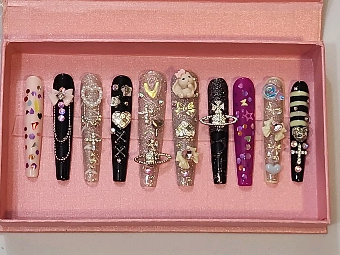 Press On Acrylic Long Nails. GGDDSHA 1 Set Of Nails In A Box.