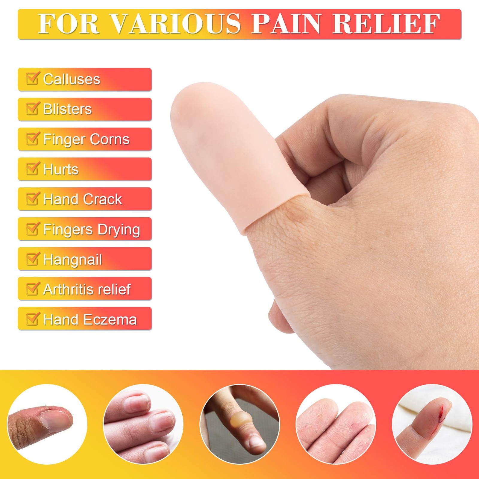 14pcs Gel Finger Support Protector Caps Gloves Gel Finger Cots/Cover Silicone