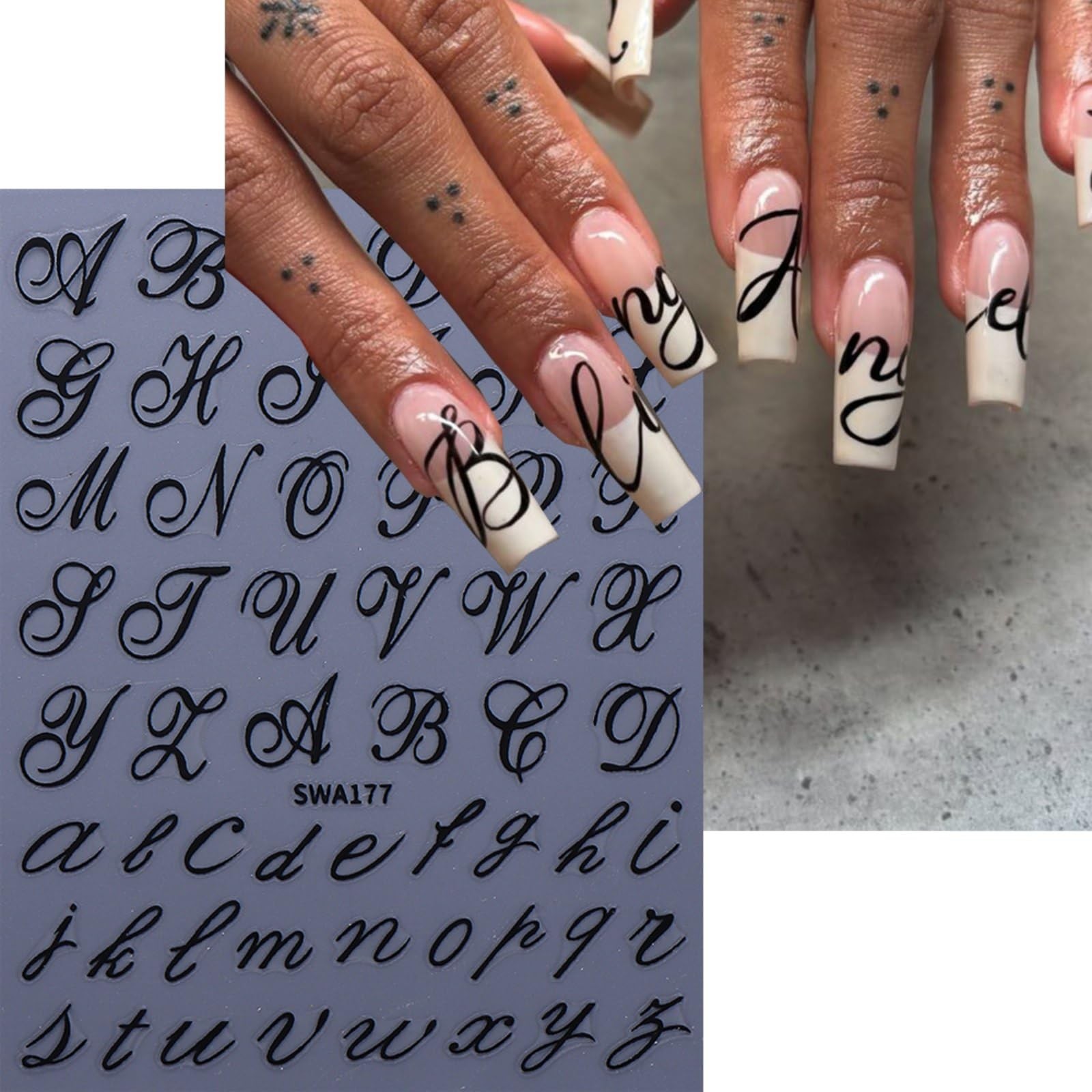 4 PCS 3D Old English Letter Nail Art Stickers Gold Blue Red Black Decals
