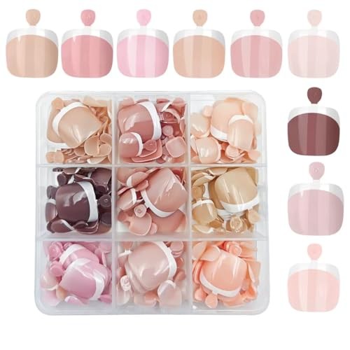 216Pcs French Tip Press on Toenails Mix Color Fake 1 Fl Oz (Pack of 1) Style03