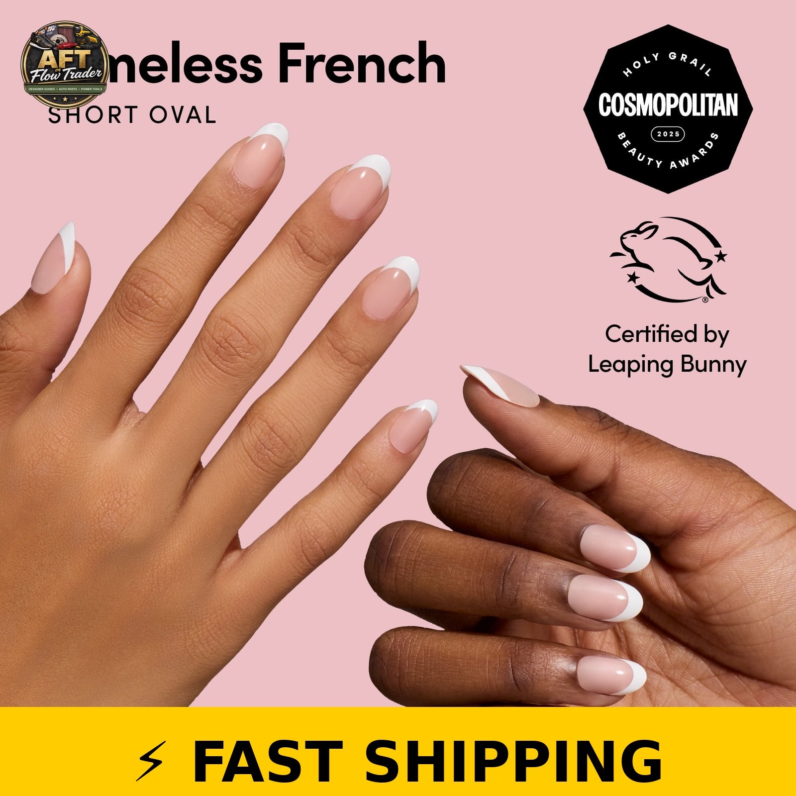 DIGI Glamnetic Short Oval Press-on Nails – Timeless French, 24 Pieces