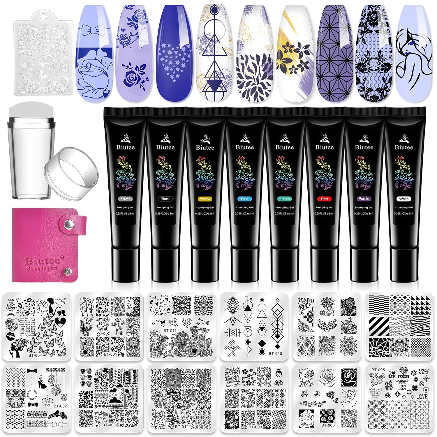 Nail Stamper Kit Nail Art Stamping Plate Set Stamping Nail Polish Gel Stamp P…