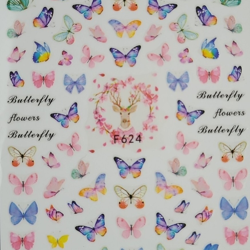Butterfly Flowers nail art stickers