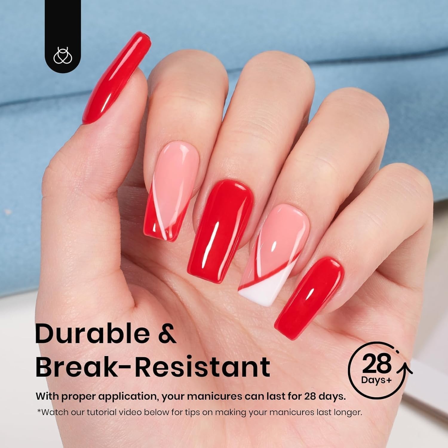 Beetles Gel Nail Tips Pre Etched Square Medium 288Pcs Half Matte DIY Nails