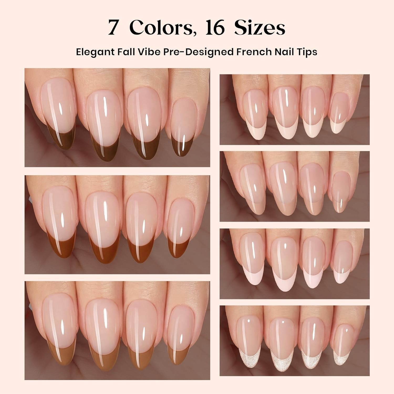 Luxury Long Medium Press On Nails – Cappuccino Mousse, Salon Quality 224 Set