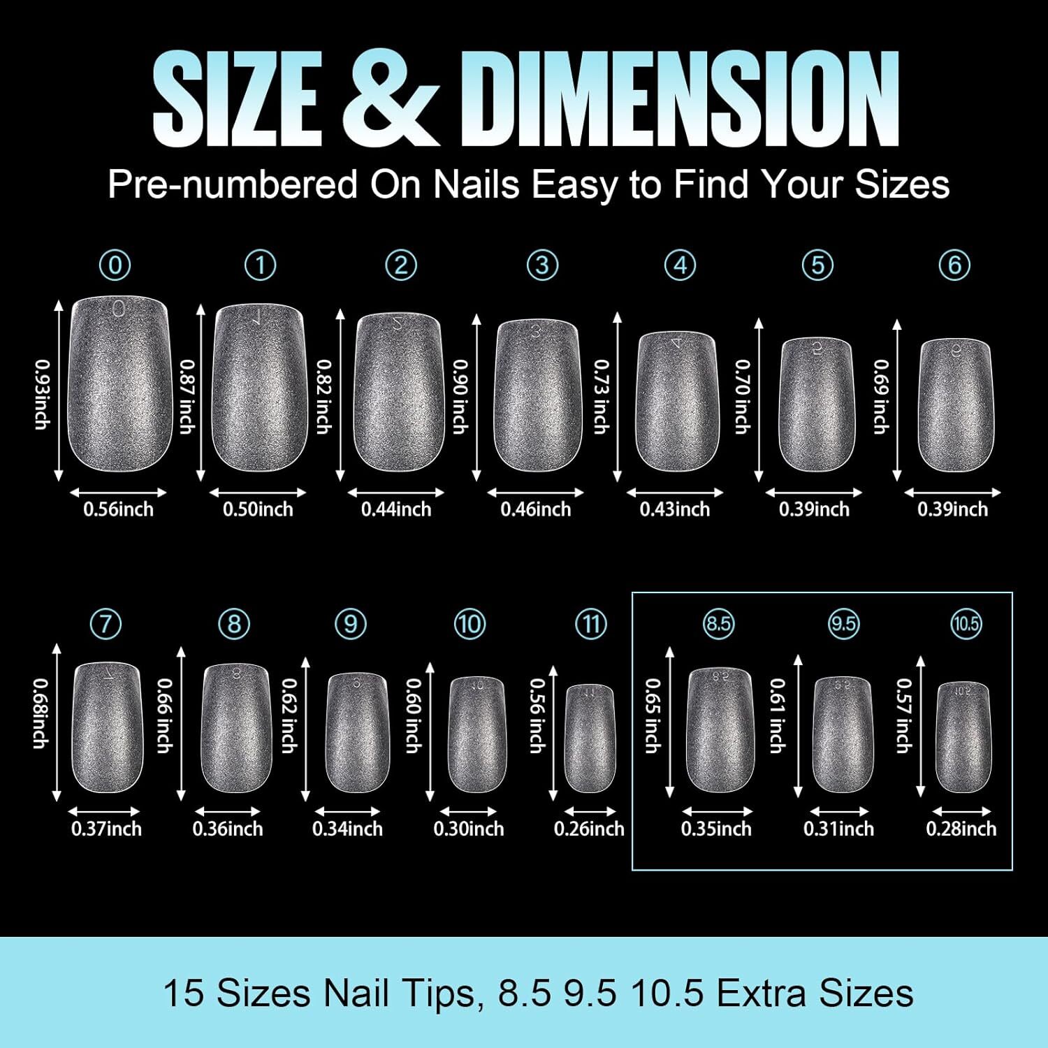 TOMICCA Square Nail Tips – Short Gel x Nails, No File Full Clear