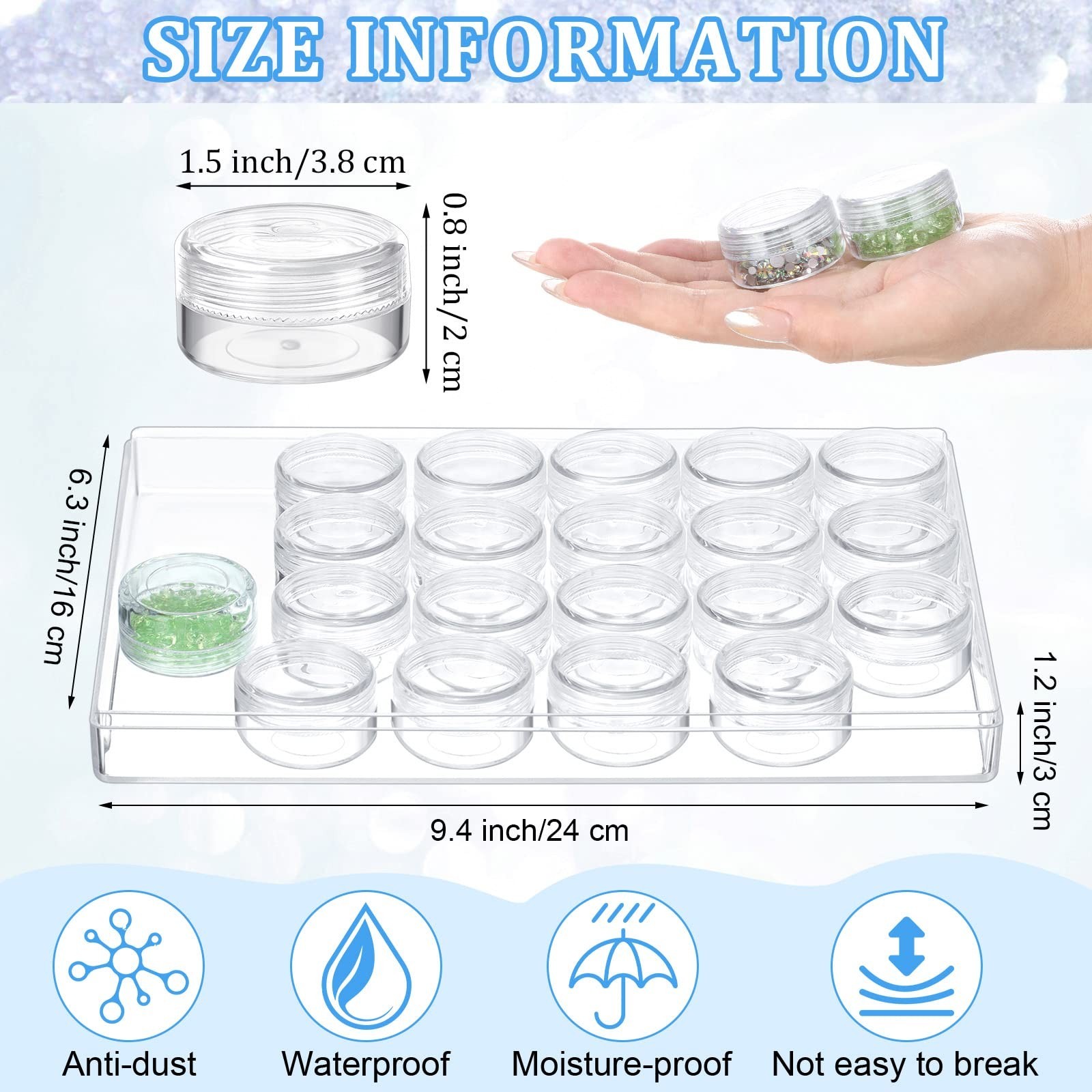 Xinnun 4 Pcs Bead Organizer Transparent Embroidery Bead Storage Containers wi…