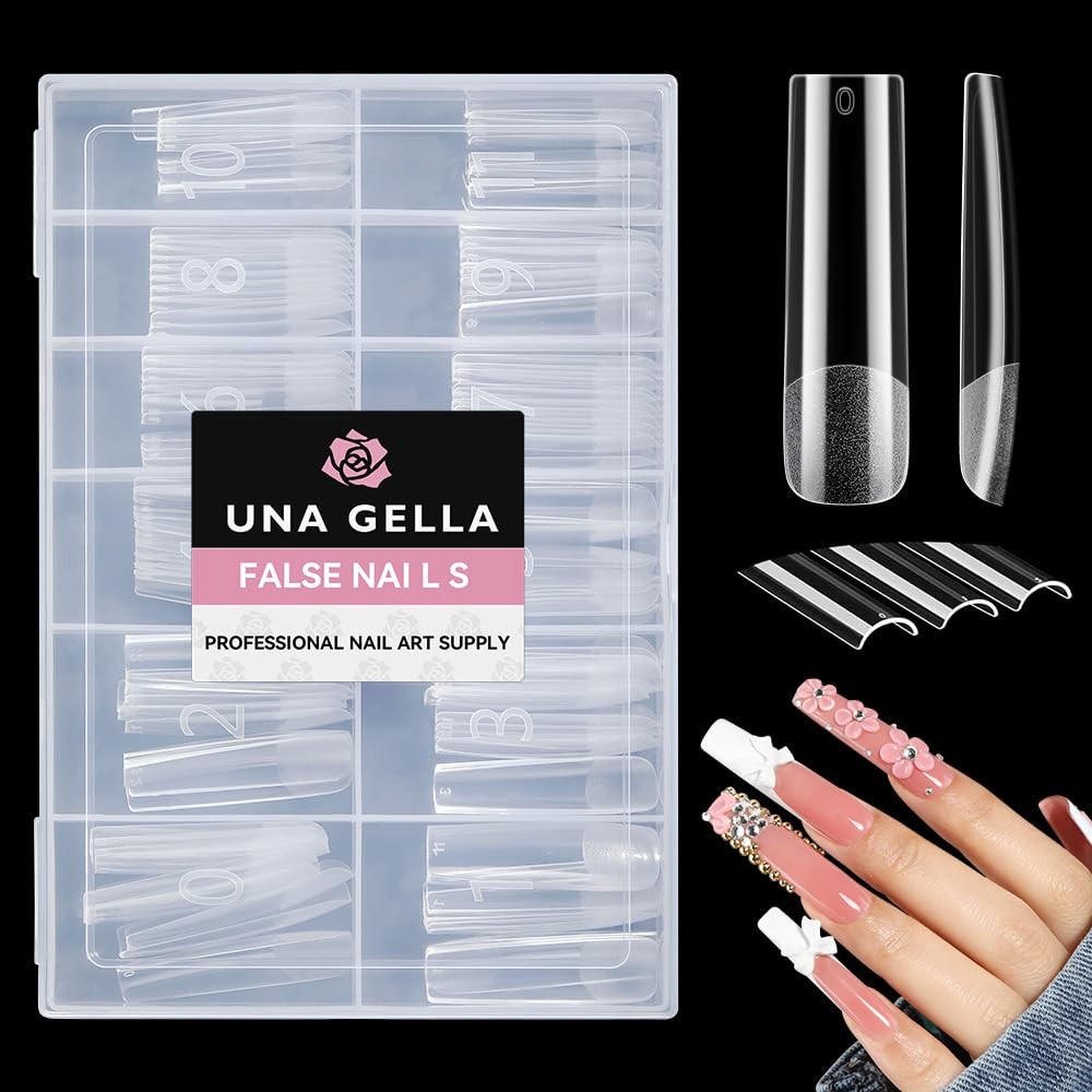 UNA GELLA Long Square Gel Nail 12 Sizes (Length Not Specified), Full