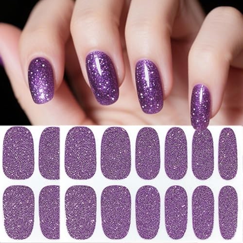 6 Sheets Solid Color Nail Wraps Stickers Glitter Gel Nail Stickers Glitter-4