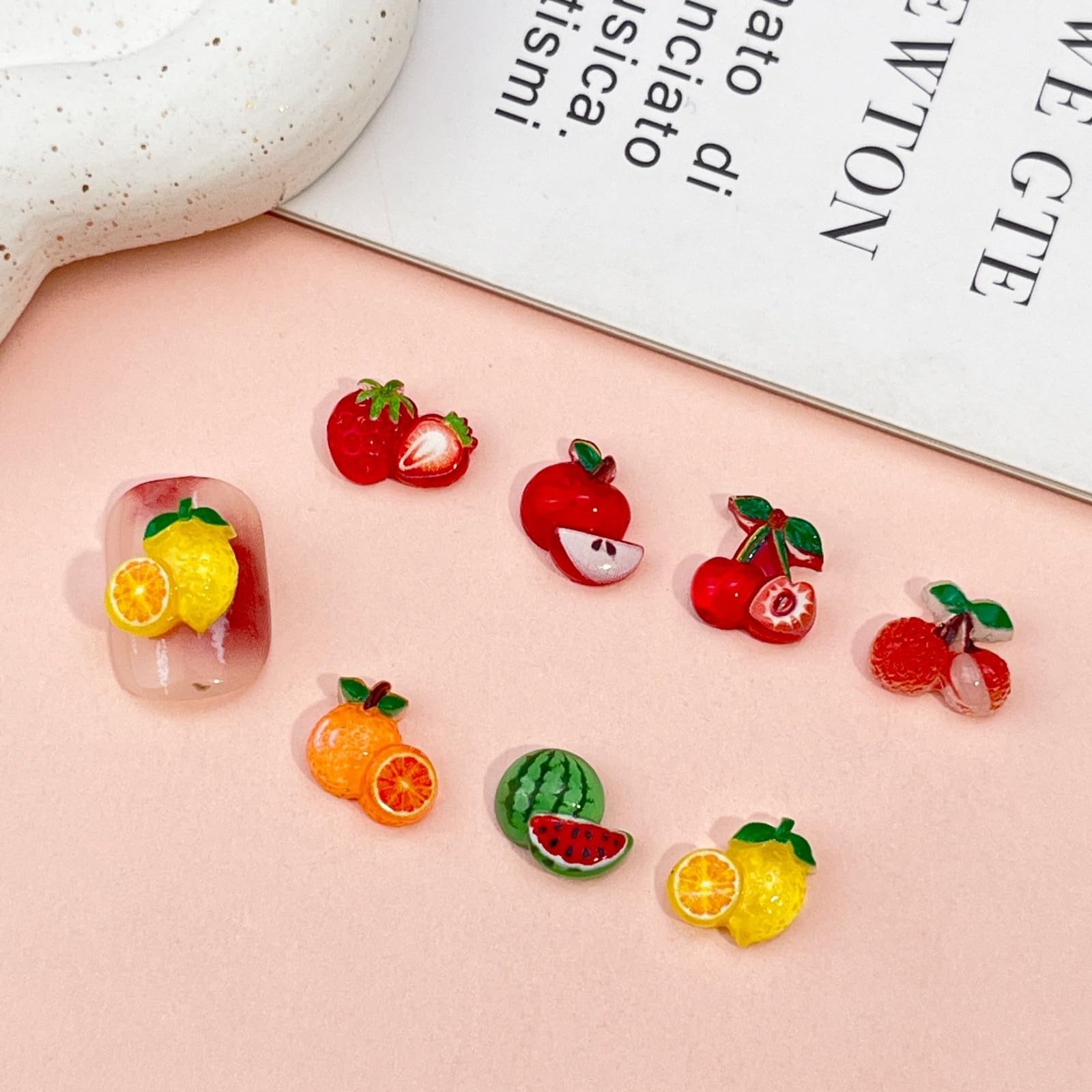 SHUXILIN Orange Fruit Nail Charms 150Pcs