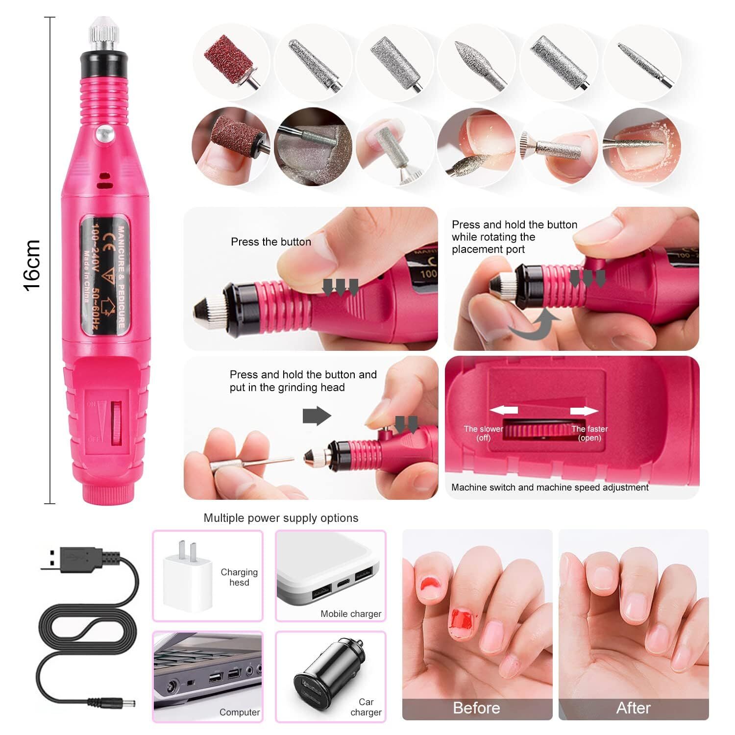 Acrylic Nail Kit With Drill And U V Light Full Nail Kit Set Beginners Supplies