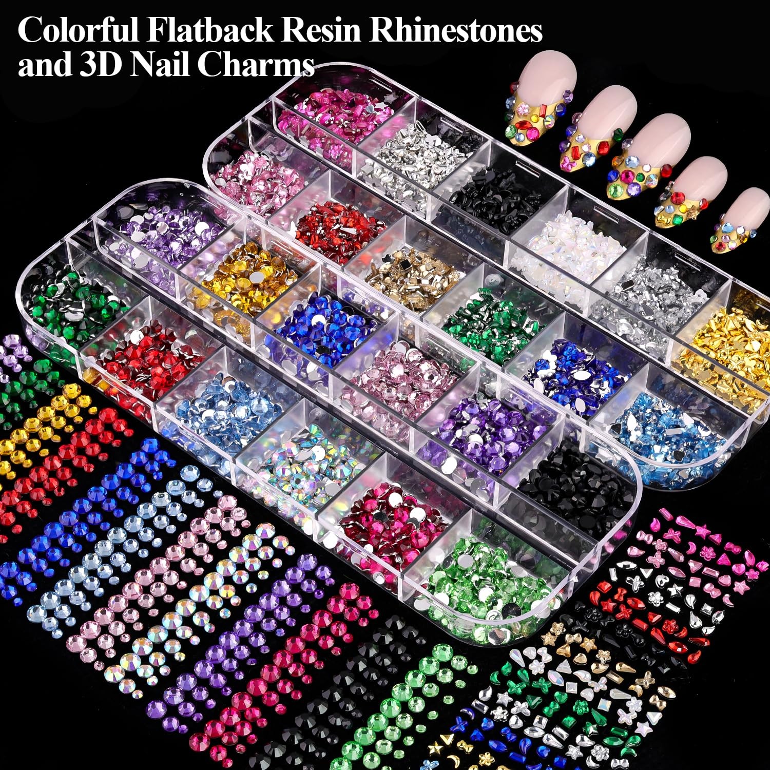 Pearl Nail Charms and Gems Rhinestone Nail Flowers Nail Art Charms Set