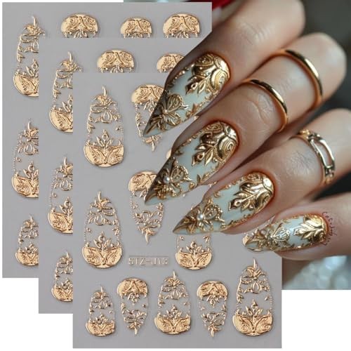 Gold Nail Art Stickers 3D Self-Adhesive Golden Foil Leaf Nail Decals style4