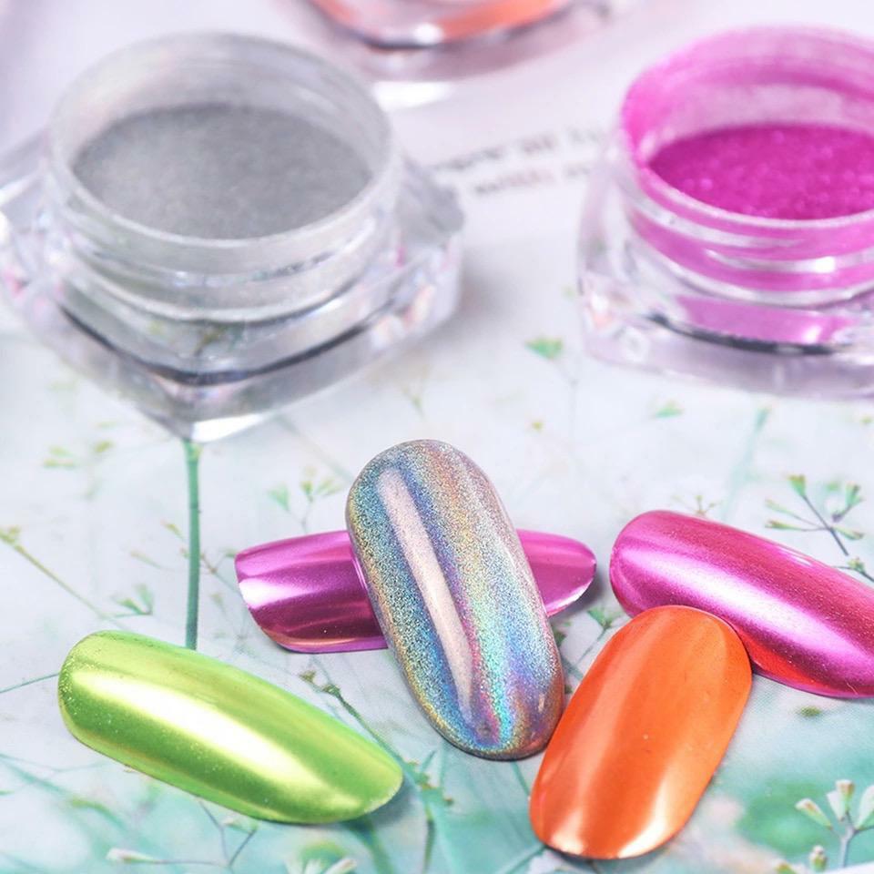 UNICORN NAIL CHROME POWDER ROSE GOLD MIRROR PINK RED DUST COLOURS EFFECT PIGMENT