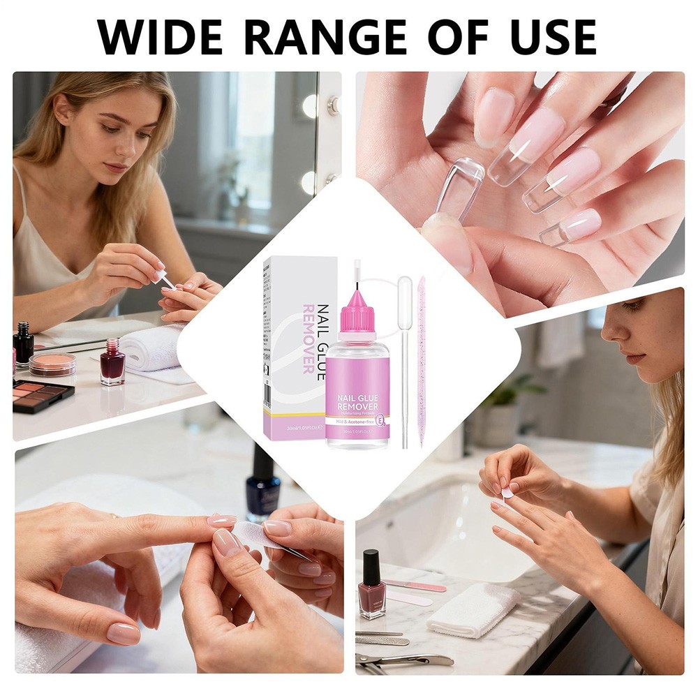 Nail Glue Remover Glue Off For False Nails, Press On Nails Glue Remover 30ml