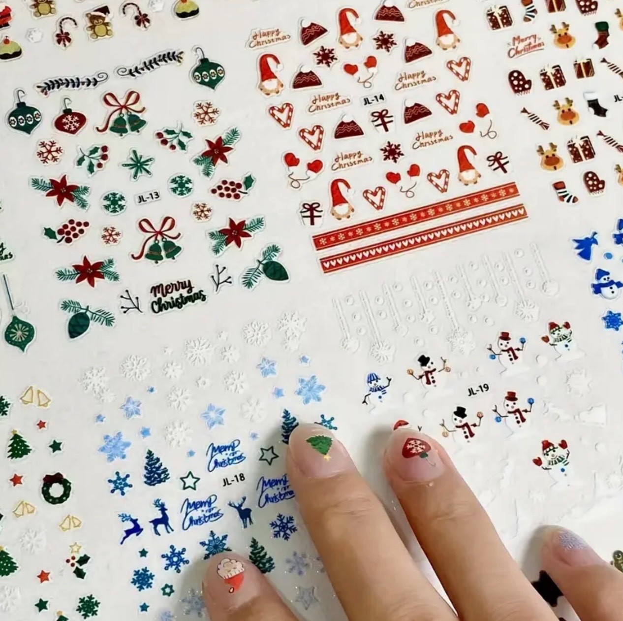 Christmas Nail Art 3D Stickers DIY Xmas Decals Set Santa Snowflake Designs UK