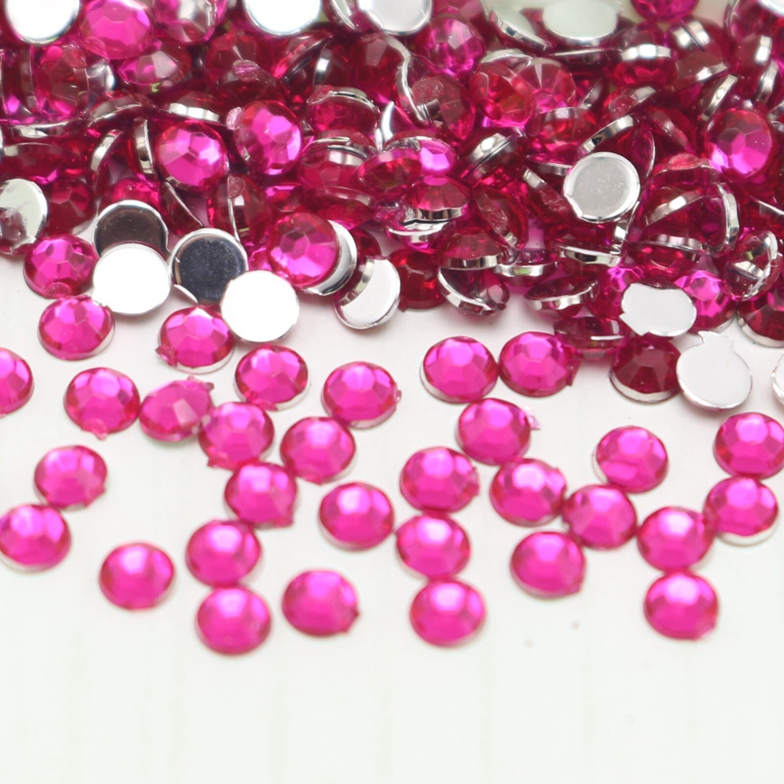 2000 Hot Pink Acrylic Faceted Round Flatbacks Rhinestone Gems 3mm 12ss Nail Art