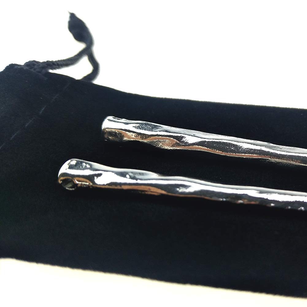 YILE Set of 2 Hair Sticks Chinese Hairpin Metal 1 Count (Pack 2), Silver