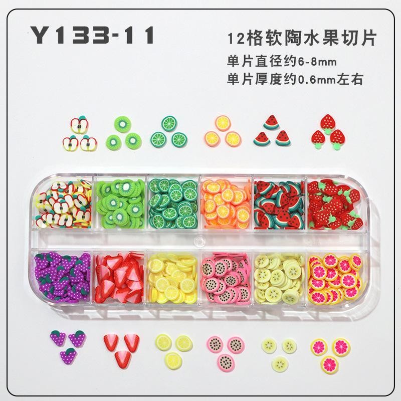 12 Grids Fruit Polymer Clay Slices, Slime Toppings & Nail Art Embellishments DIY