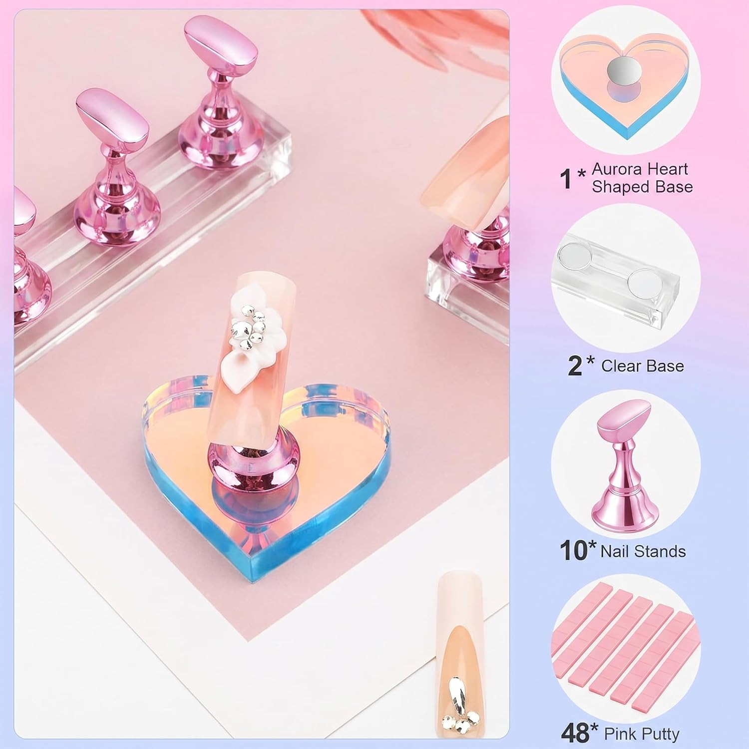 Nail Stand for Press Ons, Magnetic Fake Nail Holder for Painting Nails,Nail Stan