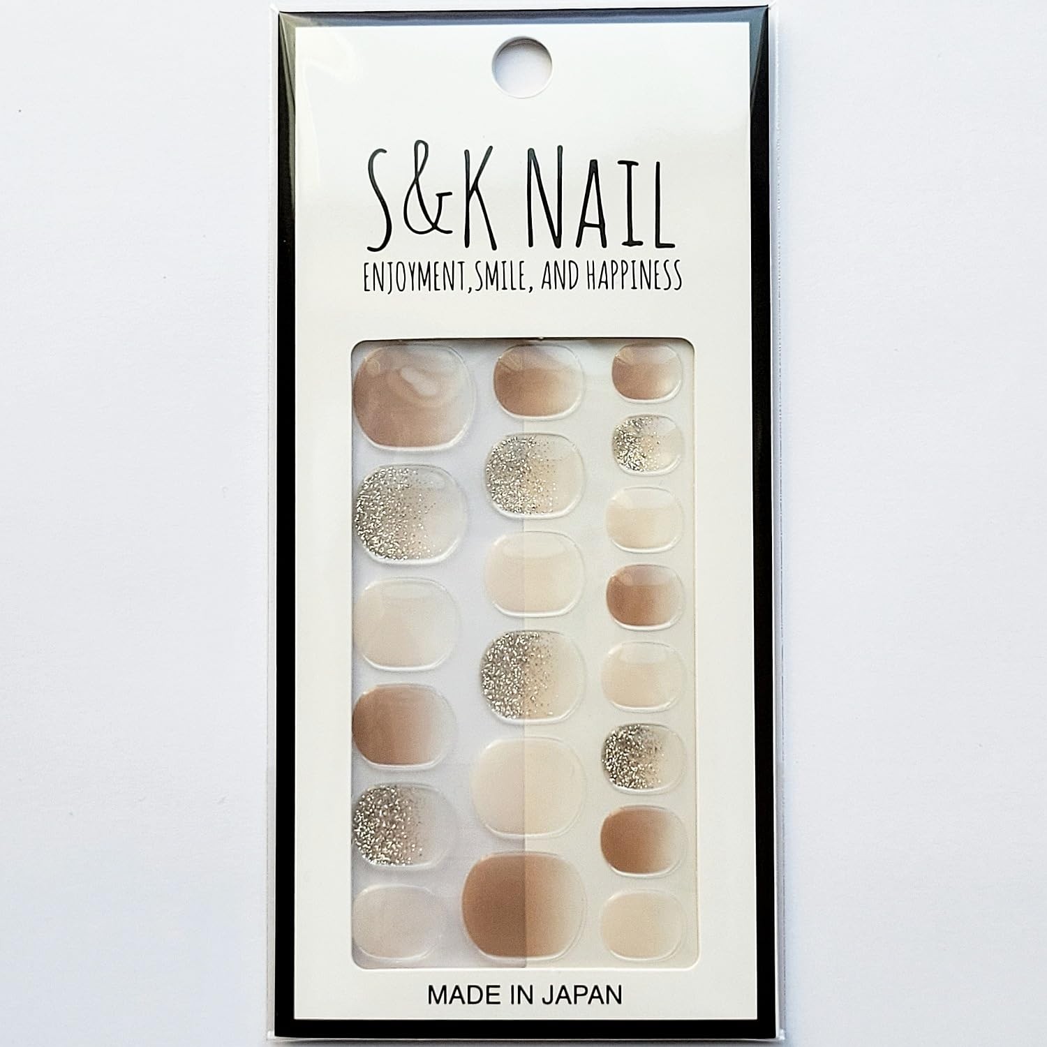 Nail Stickers Milk Tea Latte Gel-Style No-Harden 20pcs Japan
