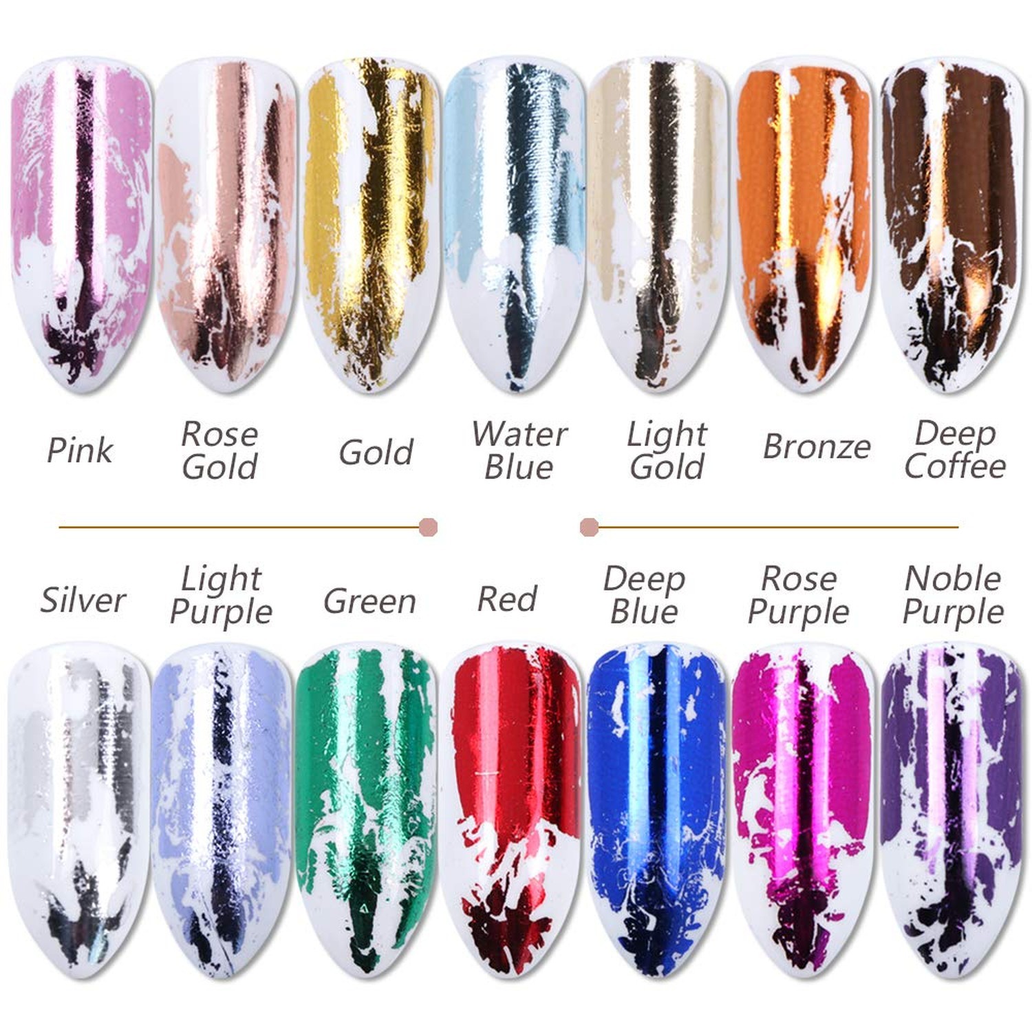 SILPECWEE 10 Rolls Gold Rose Gold Flakes Metallic Nail Transfer Foils – Nail …