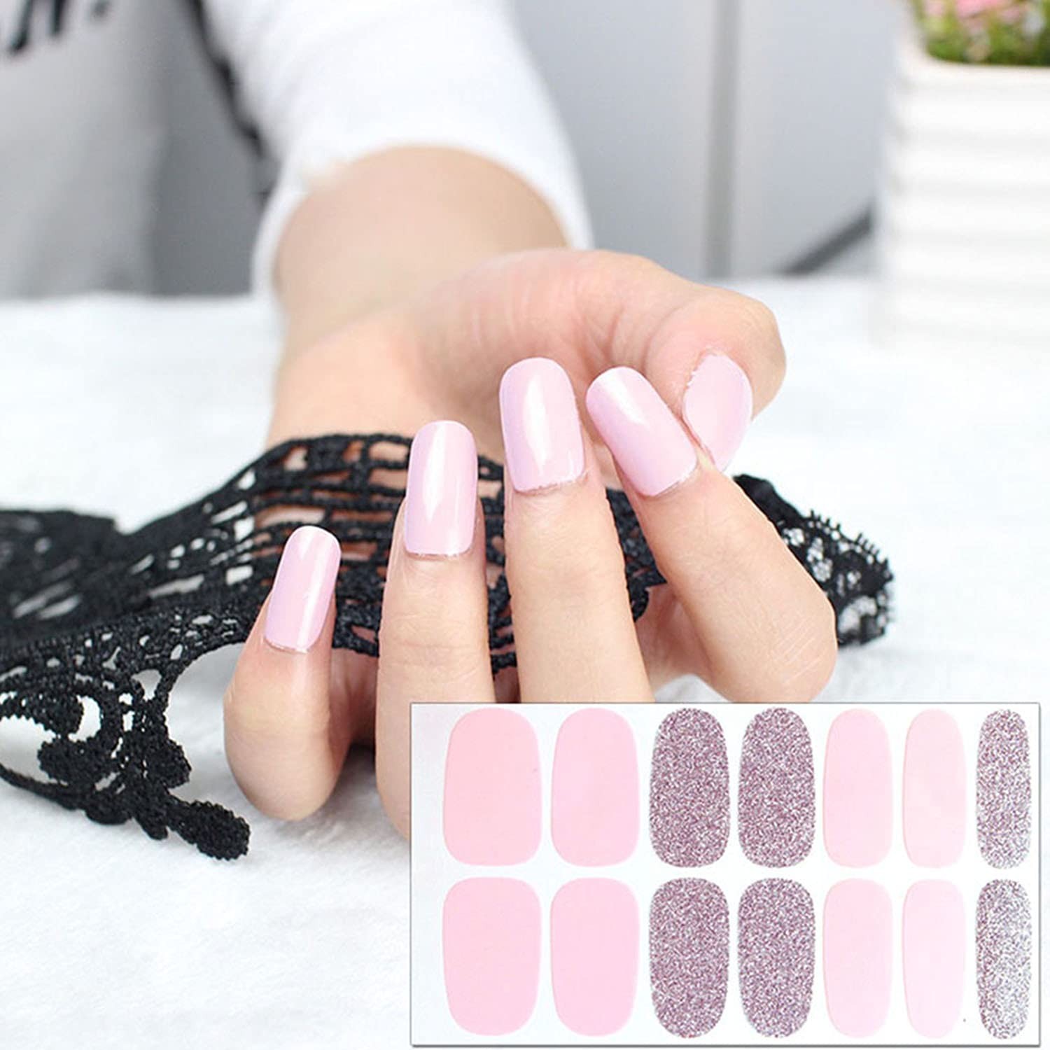 20 Sheets Nail Polish Strips Set 10pcs Solid Color Nail Strips and 10pcs Glit…