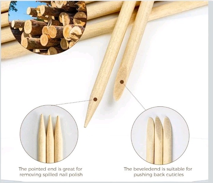 180PCS Orange Sticks for Nails 4.5 Inch Wooden Cuticle Pusher & Remover Set