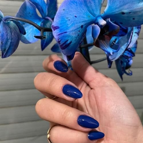 Royal Blue Almond False Nails – 24 Pieces – Press-On – Glossy Royal Blue