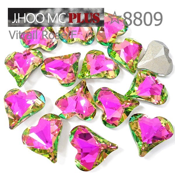 J.HOO Crystal 8809 Heart V-Cut Fancy Rhinestones 10x9mm Nail Art (4pcs)