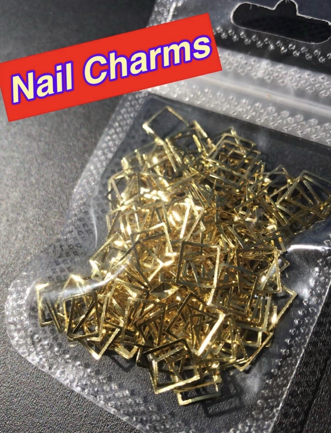 Gold 3D Rectangle Frame Nail Art DIY Decoration Charms 200pcs single pack