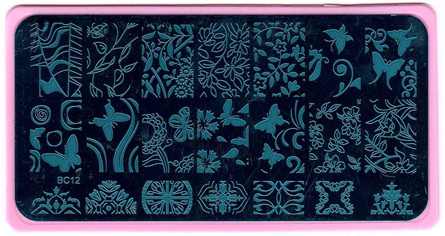 Nail Art Different Designs Stamping Image Plates with Pink Holder BC11 to BC15
