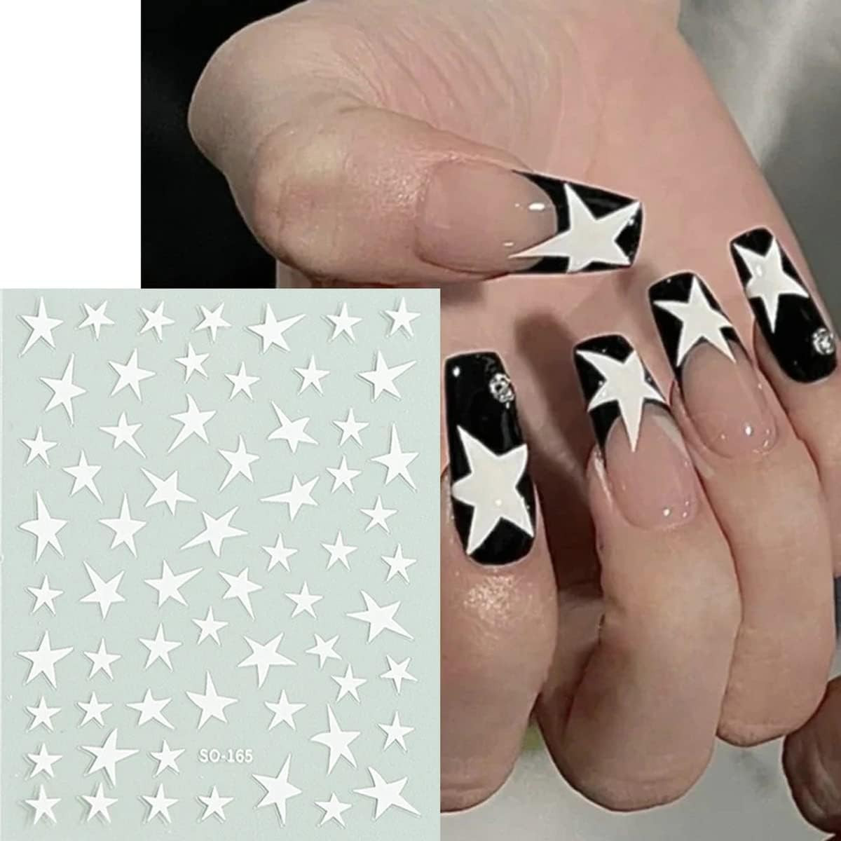 8 Sheets Star Nail Art Stickers Decals Designer Nail Art Supplies 3D Glitters St