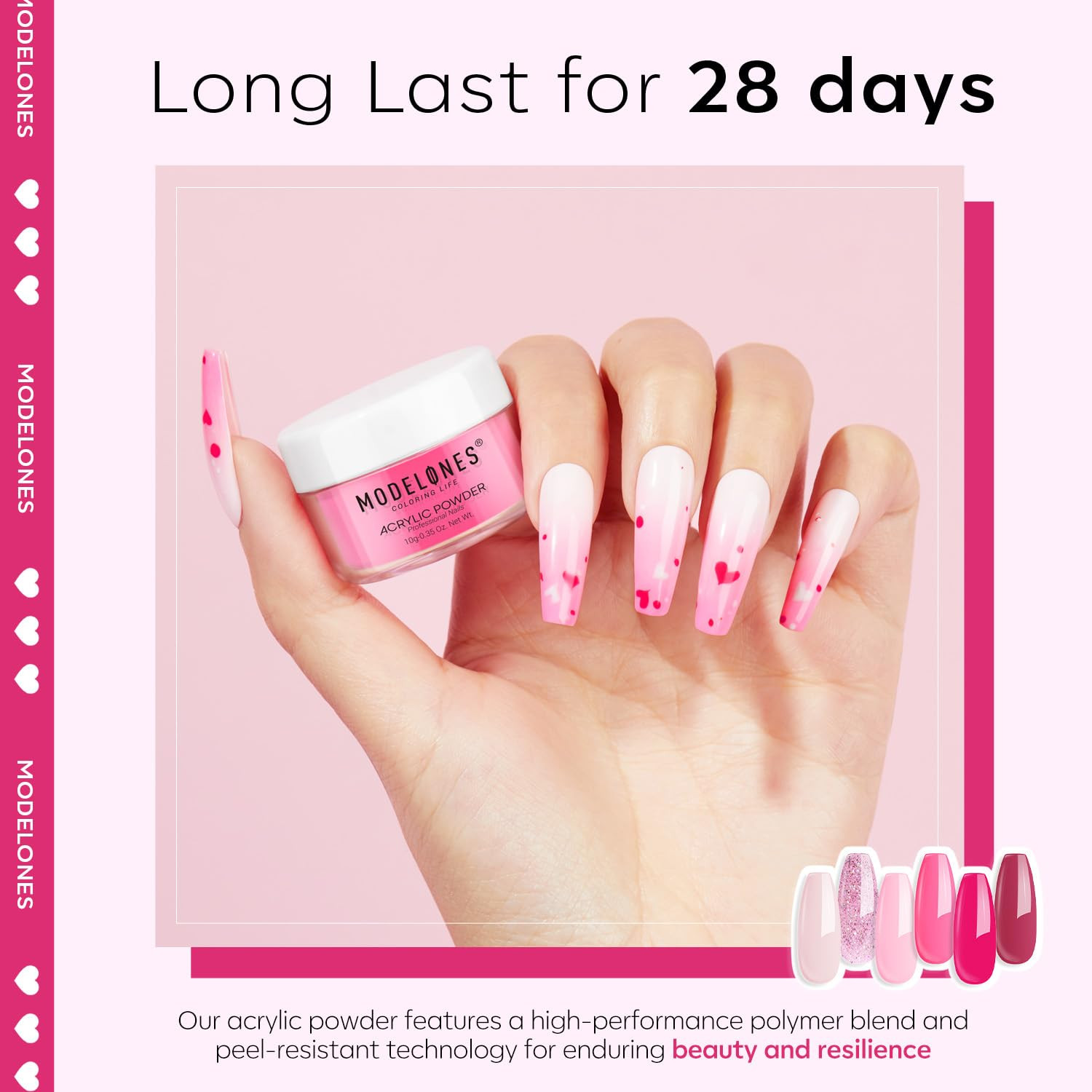 Pink Acrylic Powder 6 Colors Acrylic Nail Powder Kit Neon Glitter Summer Acrylic