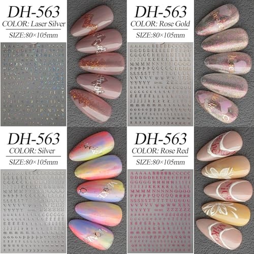 10 Sheets Nail Art Stickers,Small Laser Letters Nail Decals for Nails