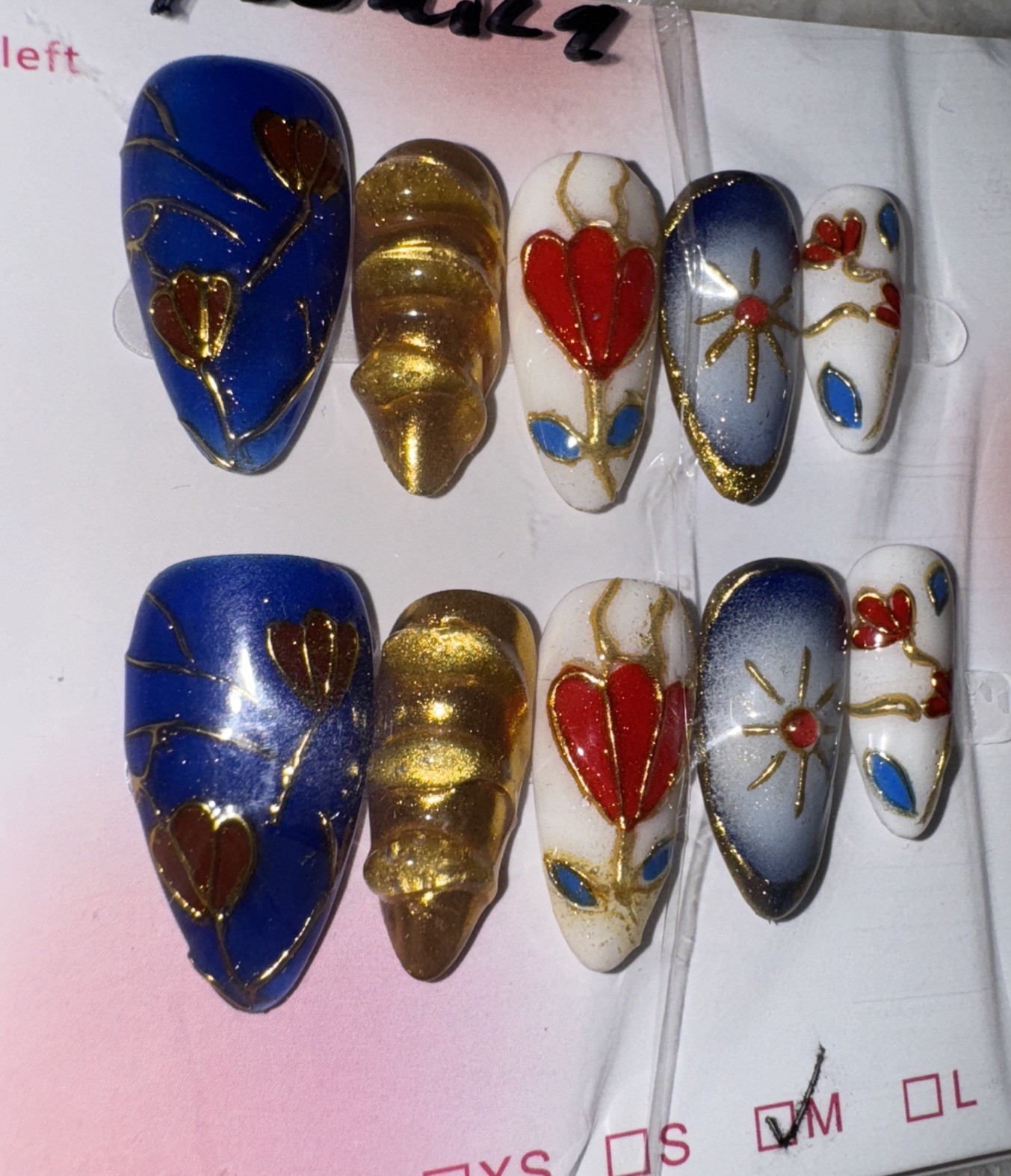 4 Packs Of 10pcs Almond Press On nails | 3D Unique Designs| Size M | Reusable (3