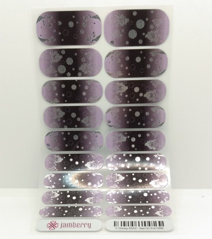 Jamberry Nail Wrap Ursula “Sea No Evil” Disney Purple Silver Full Sheet