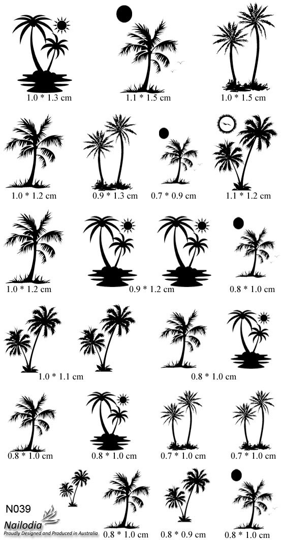 Palm Tree Nail Art Decal Sticker Water Transfer Slider – Tropical Theme