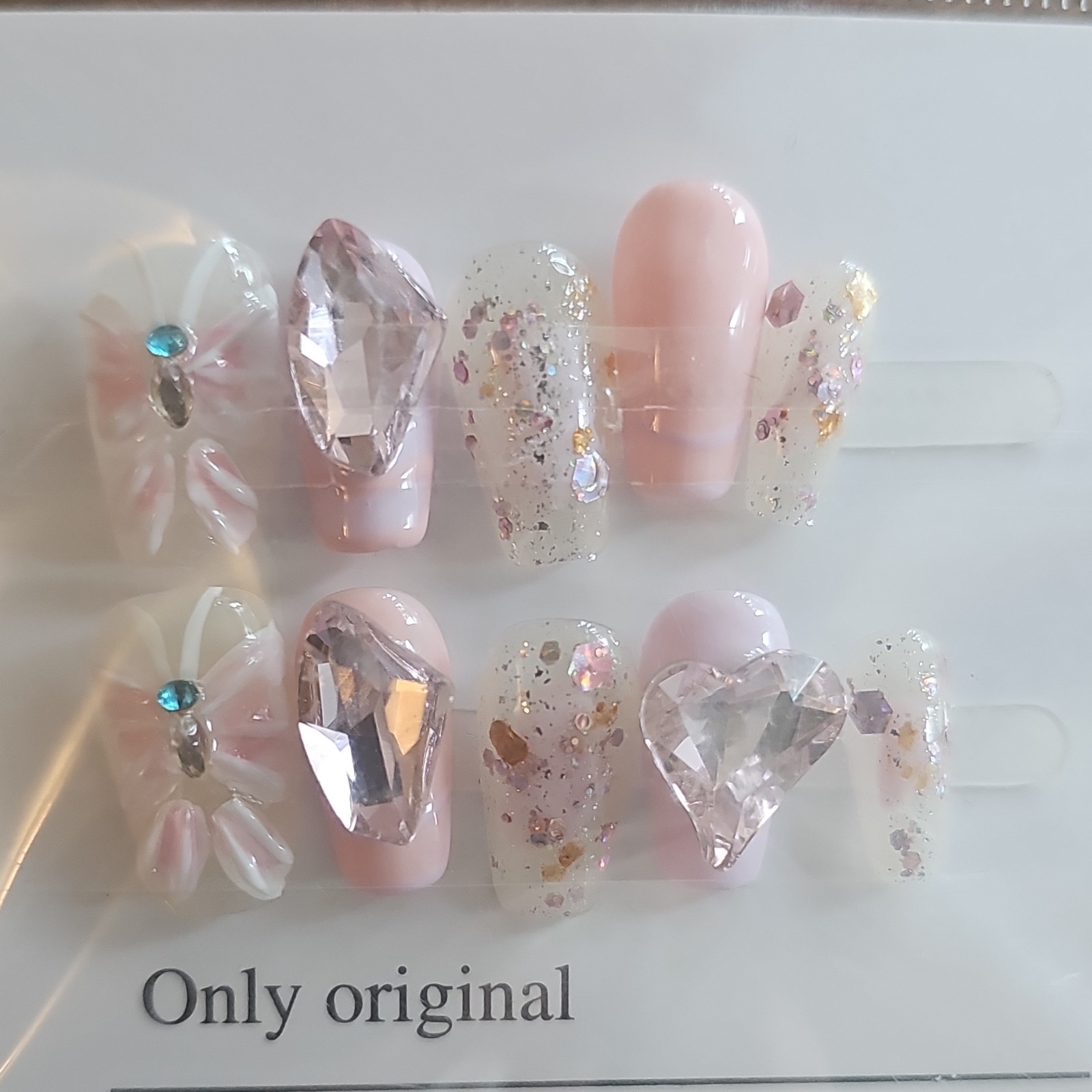 10 Sets Handmade Press On Nails Mixed Designs Bling Charms Glossy/ Full Cover