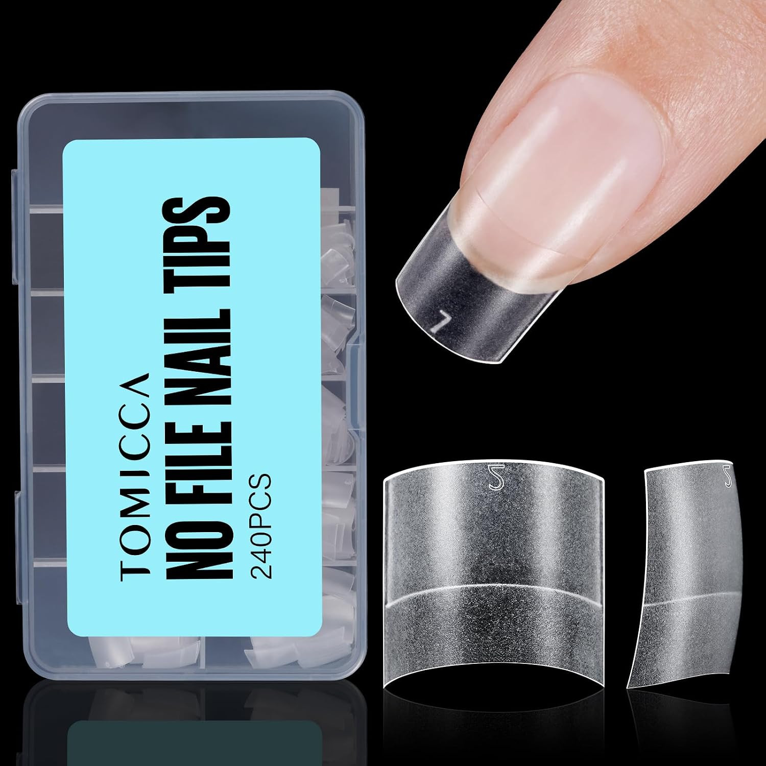 Short Square Nail Tips, 504Pcs Clear Press on Nails Square Full Cover Nail Tips