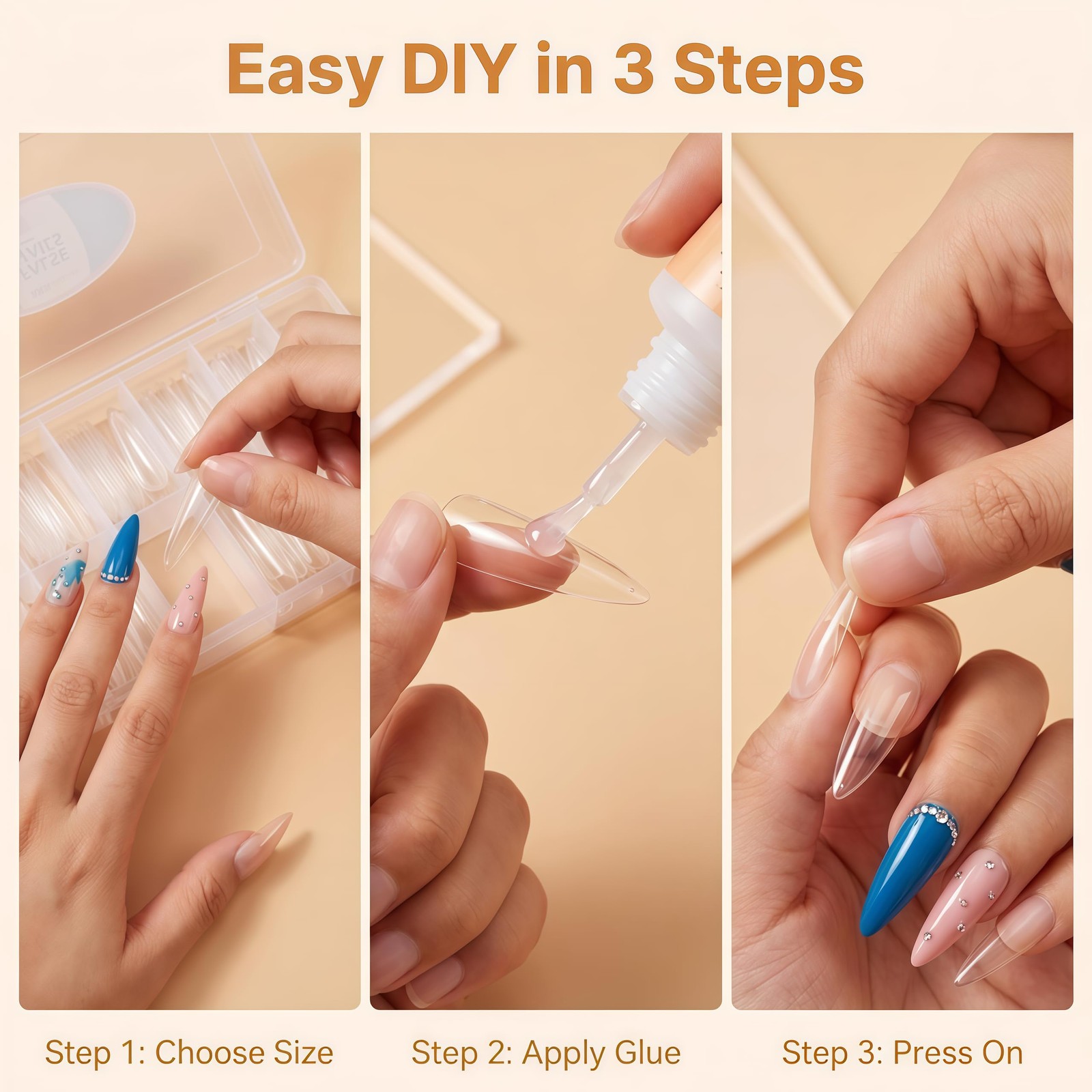 Long Stiletto Nail Tips, 240 Pcs Full Cover Clear Soft Tips