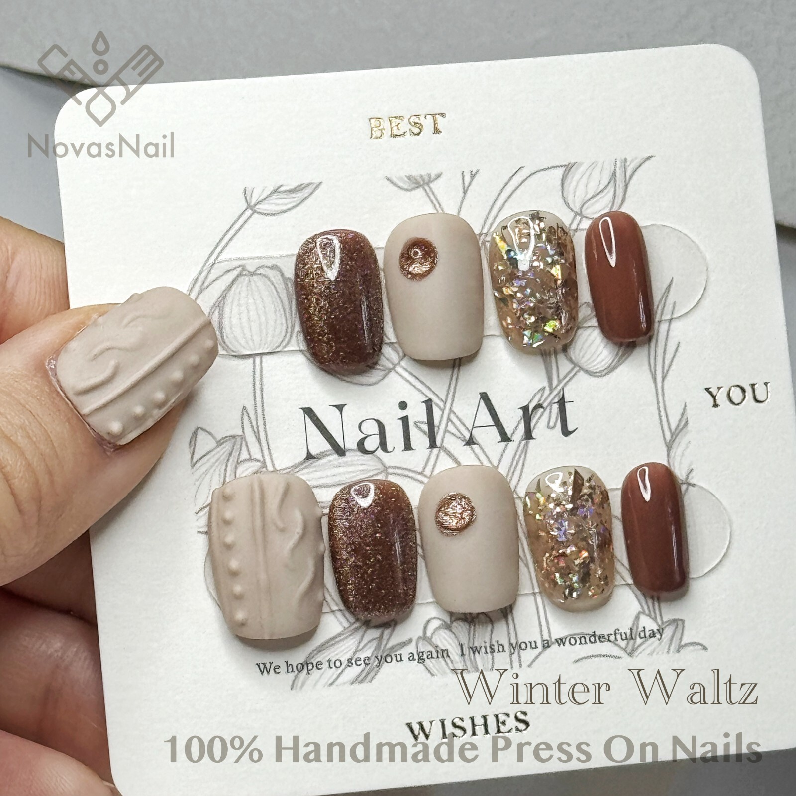 Matte Press-On Nails | Duan Fang Square Shape | Handmade Elegant Set