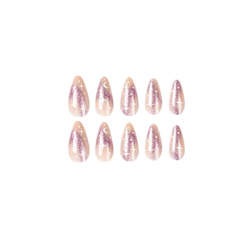 Purple Press on Nails Fake Nails Almond Cute Women’s Bling False Nails Daily