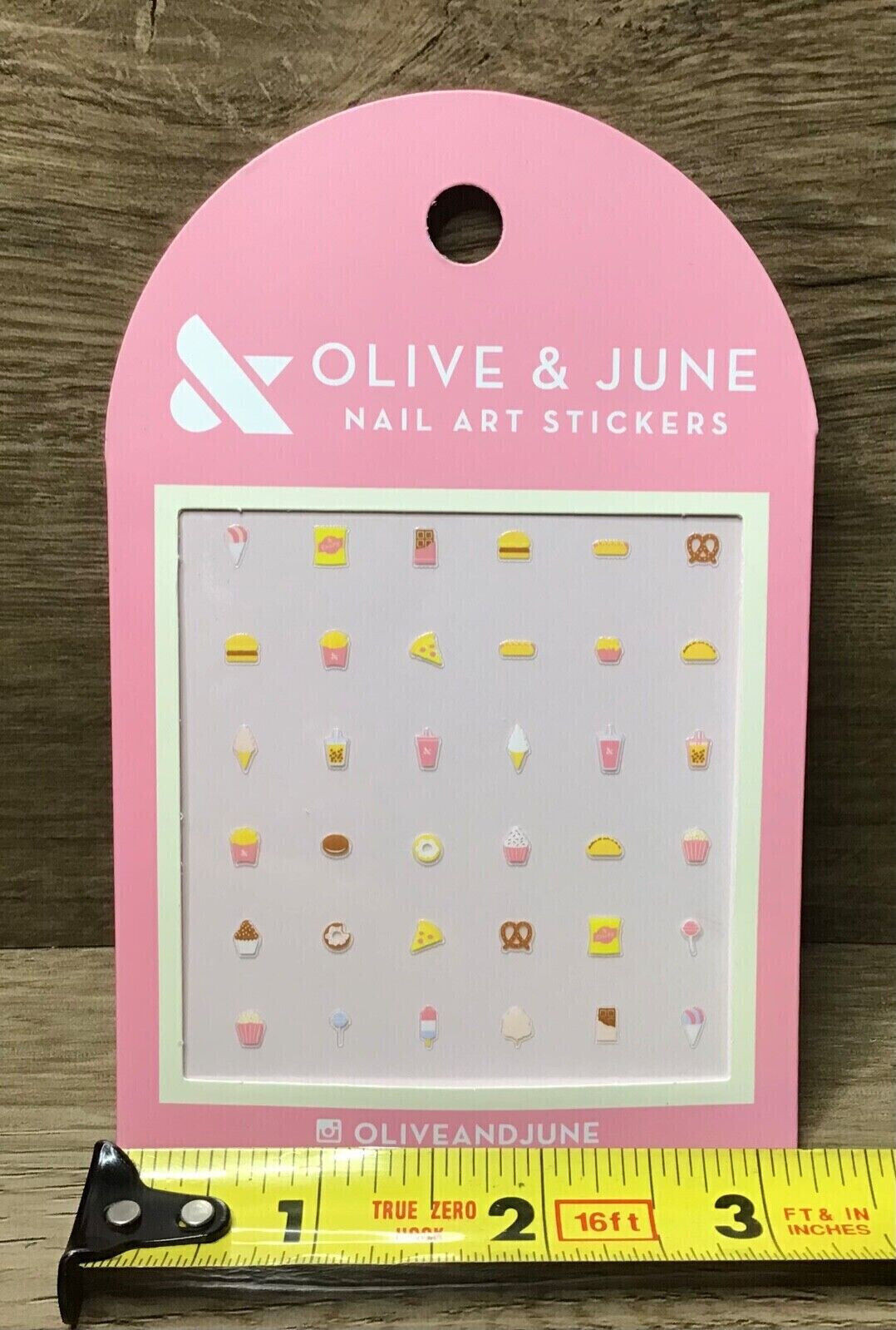 Olive & June Nail Art Accent Stickers 36ct Ice Cream Food Pizza Snacks Pink