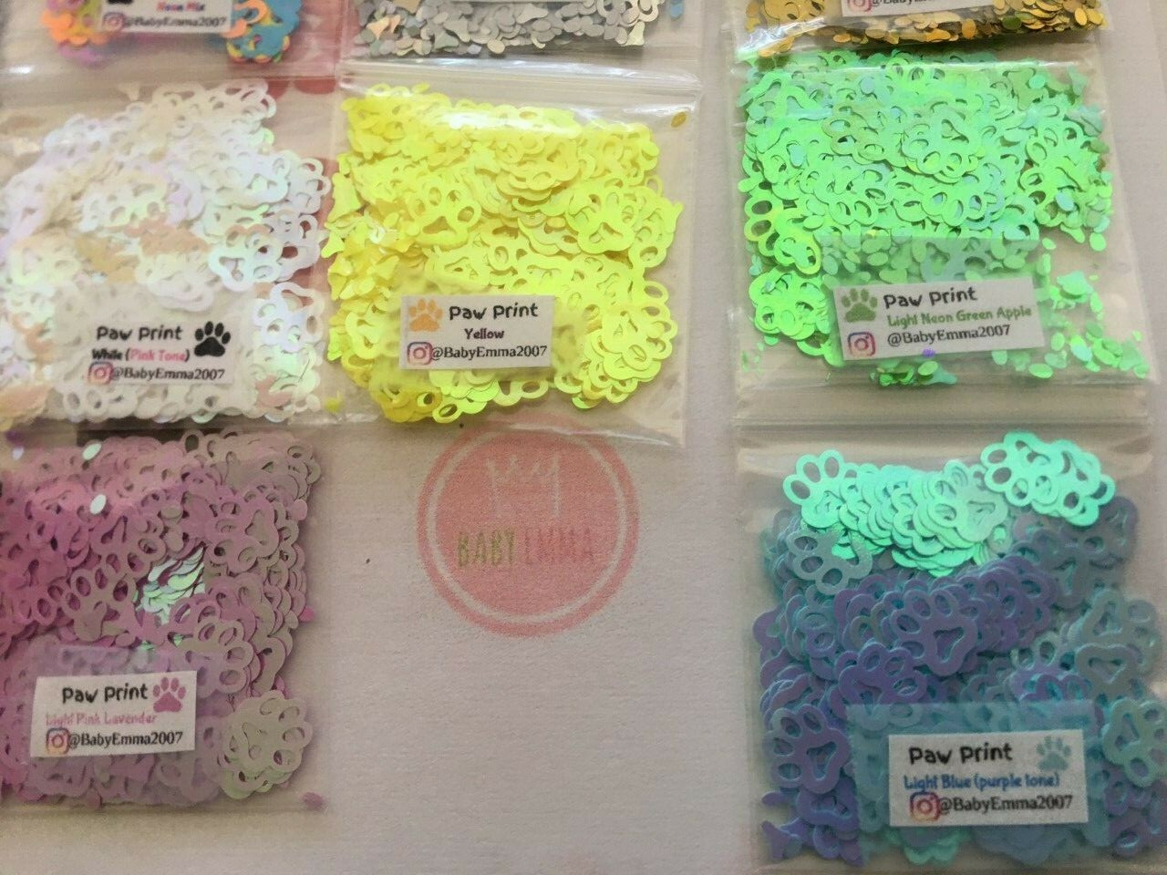 Solvent Resistant Pet PAW/DogPaw shape Glitter(U Pick Color)Nail Art Face Crafts