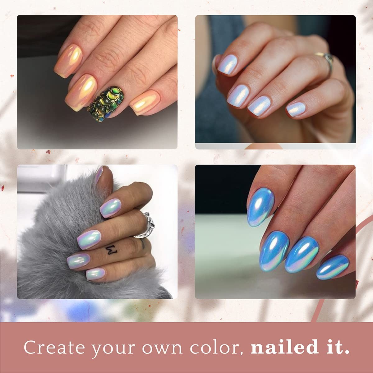Iridescent Mermaid Chrome Nail Powder – Unicorn Opal Pigment for Stunning Manicu